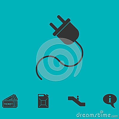 Power cord icon flat Vector Illustration