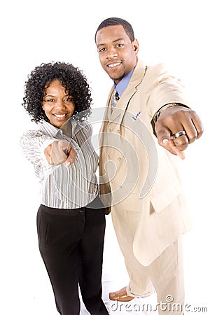 Power couple pointing Stock Photo