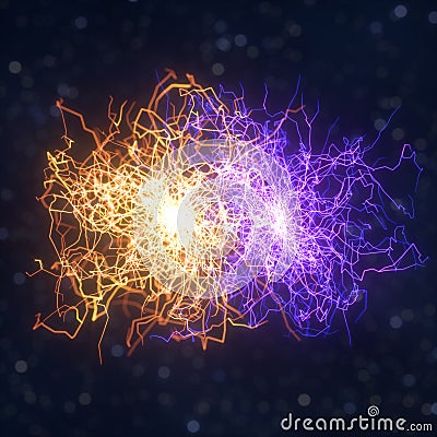 Power electrical energy and lightning spark, 3d rendering Cartoon Illustration