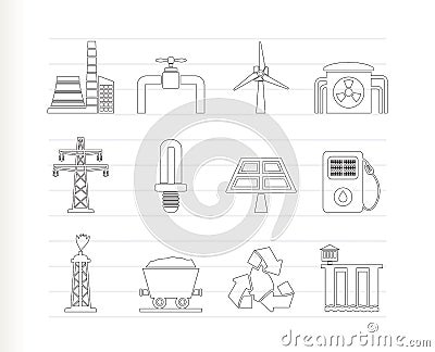 Power and electricity industry icons Vector Illustration