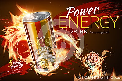 Power energy drink ads Vector Illustration