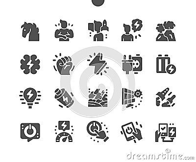 Power. Energy and electricity. Power of nature. Male hand fist. Vector Illustration