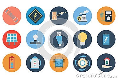 Power and Energy Isolated Vector Icons Set that can be easily modified or edit Vector Illustration