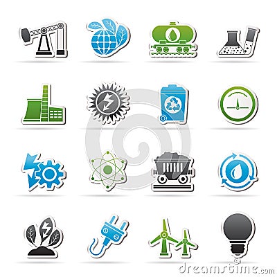 Power and energy production icons Vector Illustration