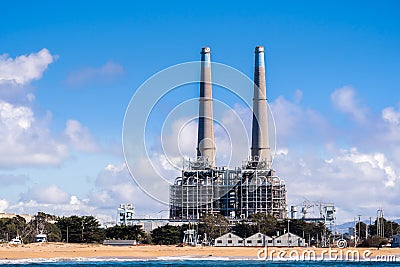 Power generating facilities and other industrial buildings on th Stock Photo