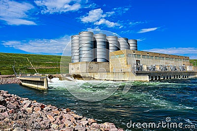 Power generating station and flood control on Missouri river system. Stock Photo