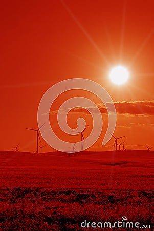 Power Generating Wind Turbines Stock Photo