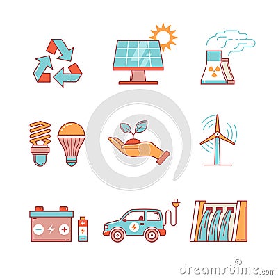 Power generation and ecologic energy Vector Illustration