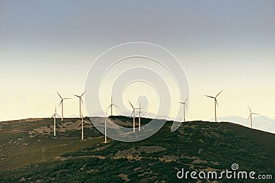 Power Generation Eolic Wind Turbines Field In Spain Stock Photo