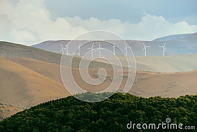 Power Generation Eolic Wind Turbines Field In Spain Stock Photo