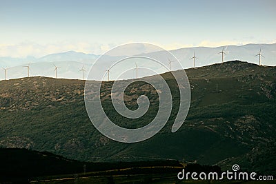 Power Generation Eolic Wind Turbines Field In Spain Stock Photo