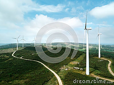 Power Generation Eolic Wind Turbines Field In Spain Stock Photo