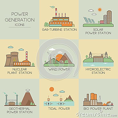 Power generation icons Vector Illustration