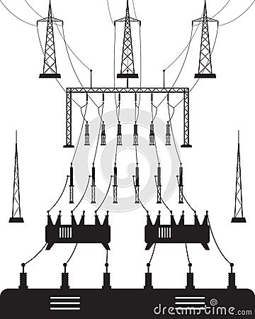 Power grid substation Vector Illustration