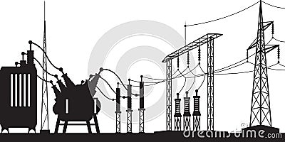 Power grid substation Vector Illustration