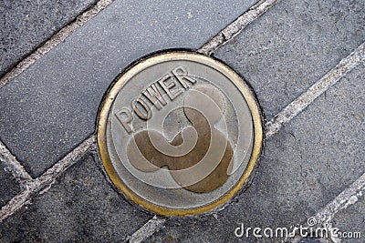 Power hole cover with Mickey Mouse imprinted Editorial Stock Photo