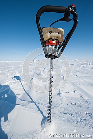 Power Ice Auger Stock Photo