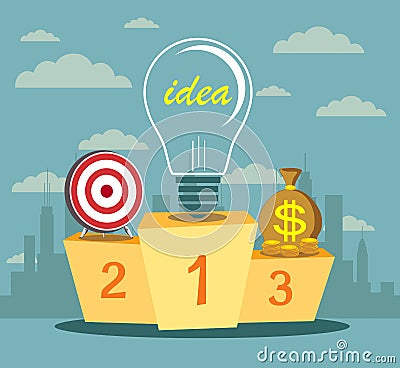 Power of the idea. Business assistant Vector Illustration