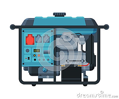 Power Immovable Generator, Diesel, Gasoline Electrical Engine Equipment Vector Illustration Vector Illustration