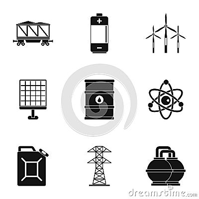 Power industry icon set, simple style Vector Illustration