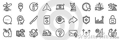 Power info, Fraud and Question mark line icons pack. For web app. App line icons. Vector Stock Photo