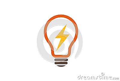 Power Lamp Thunder Flash Idea Logo Vector Illustration