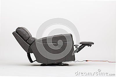 Power Leather Recliner Chair with white background - Image. Stock Photo