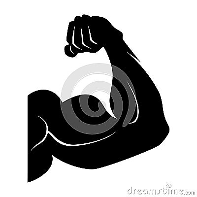 Power lifting symbol. Muscle arm. Black vector icon isolated Vector Illustration