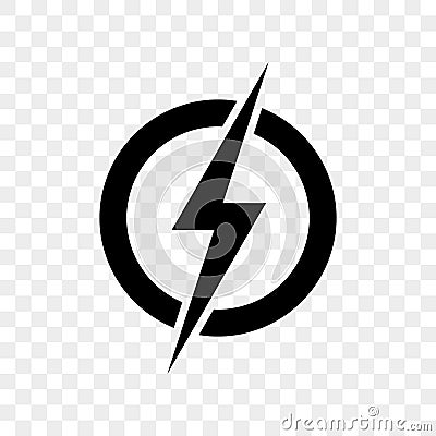 Power lightning logo icon. Vector black thunder bolt symbol Vector Illustration