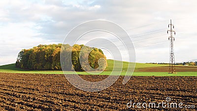 Power line in the fields Stock Photo