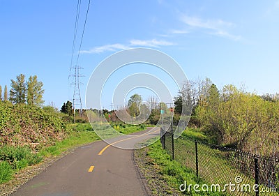 Power line park bike route, walking path Stock Photo