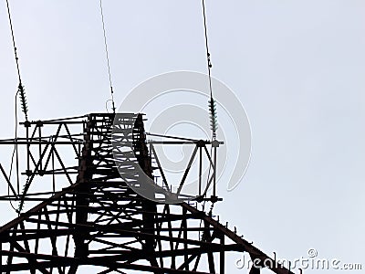 Power line, wires against Stock Photo