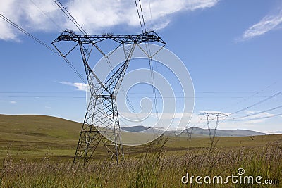 High voltage power lines Stock Photo