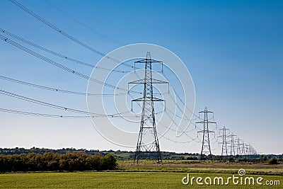 Power lines to infinity Stock Photo