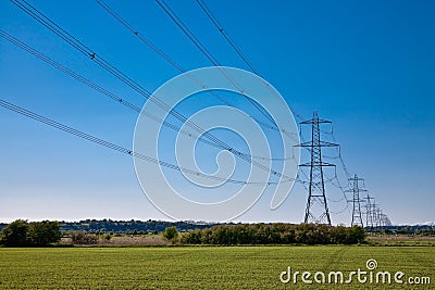 Power lines to infinity Stock Photo