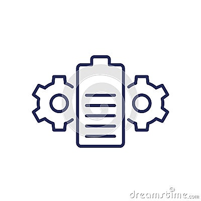 power management, battery line icon Vector Illustration