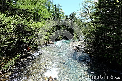 The power of motivation at Kamikochi, Nagano prefecture. Stock Photo