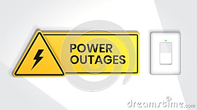 Power outage, warning poster with power switch and a beautiful triangular icon of electricity Stock Photo