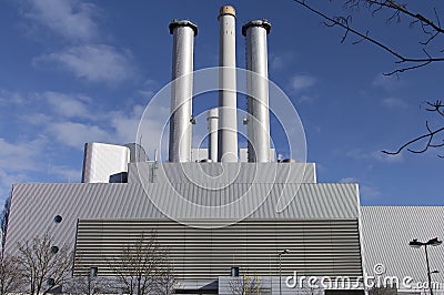 The power plant on a blue sky Stock Photo