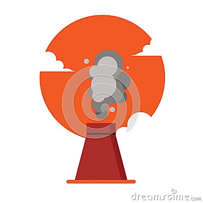 Power plant factory. Nuclear energy pollution cartoon style. Symbol flat desig Vector Illustration