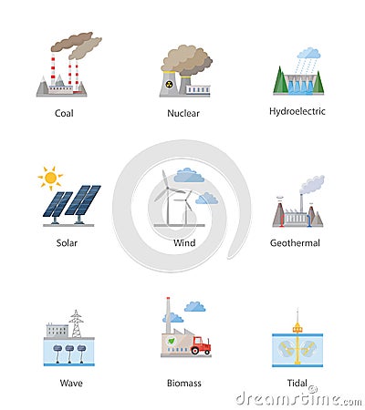 Power plant icon vector symbol set Vector Illustration