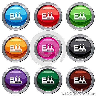 Power plant set 9 collection Vector Illustration