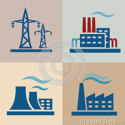 Power plant set Vector Illustration