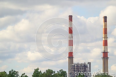 Power plant smoke stacks Stock Photo