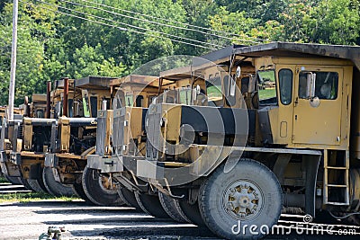 Power plant transport trucks Stock Photo