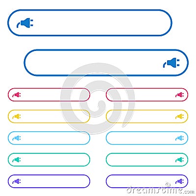 Power plug icons in rounded color menu buttons Stock Photo