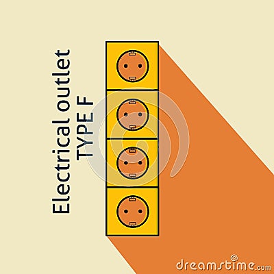 Type F power plug and socket, flat design, simple. Electrical plugs and electrical outlets Type F Vector Illustration