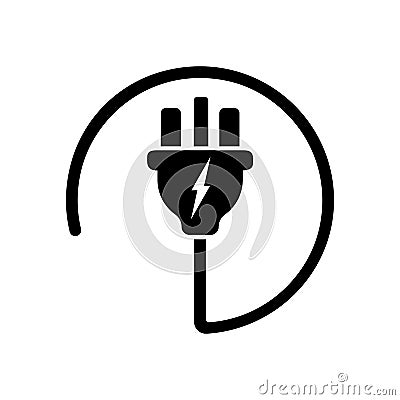 Power plug or uk electric plug, electricity symbol icon in black. Forbidden symbol simple on isolated white background. EPS 10 Vector Illustration