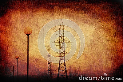 Power pole retro Stock Photo