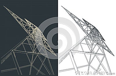 Power pole and high voltage Vector Illustration